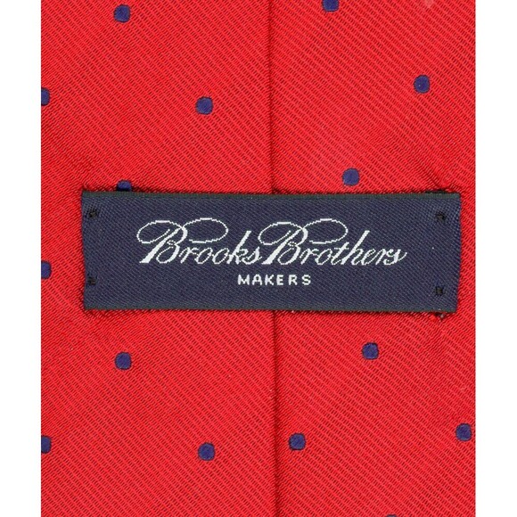 Vintage Brooks Brothers Tie Red/Blue Polka Dot Woven England Made USA Silk. 57” - Picture 3 of 16